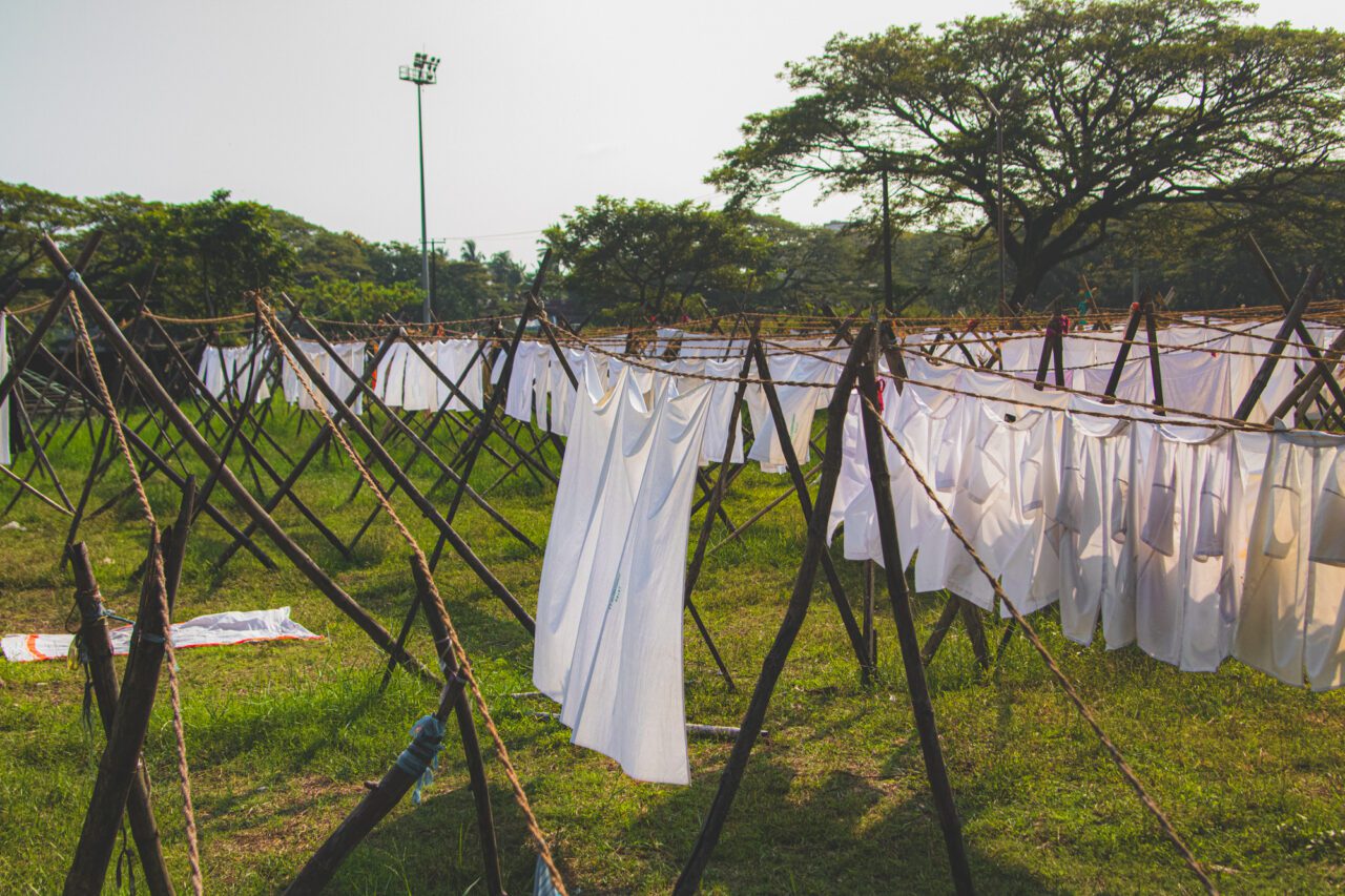 Freshly washed dhotis drying in the sun - a quiet rhythm of Kochi’s everyday life