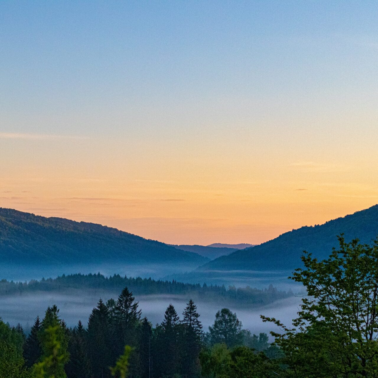 Poranek z mgłą nad doliną - jedna z tych chwil, dla których wraca się w Bieszczady