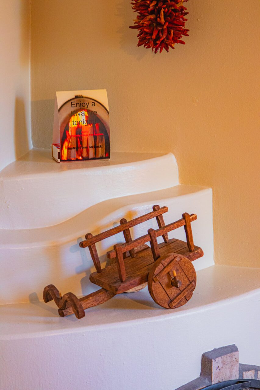At Pueblo Bonito Inn, even the fireplace has a story to tell