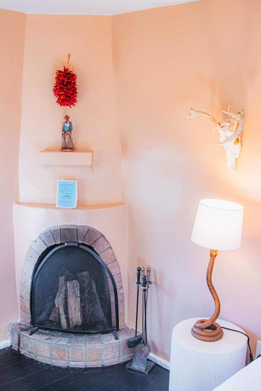 Tradition’s price tag: kiva fireplace in the king size room, but it costs extra