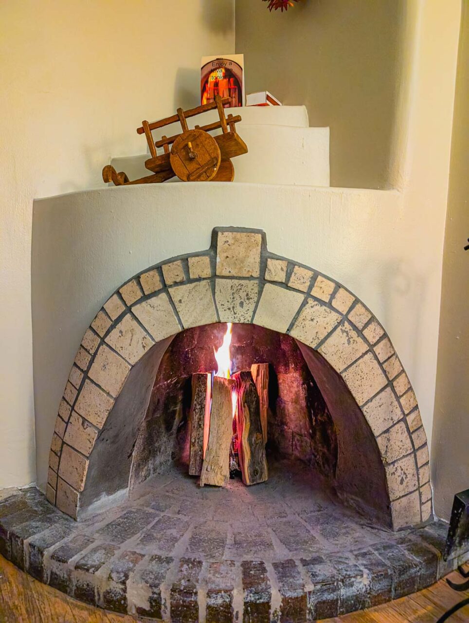 Kiva fireplace fire - a touch of Southwestern magic