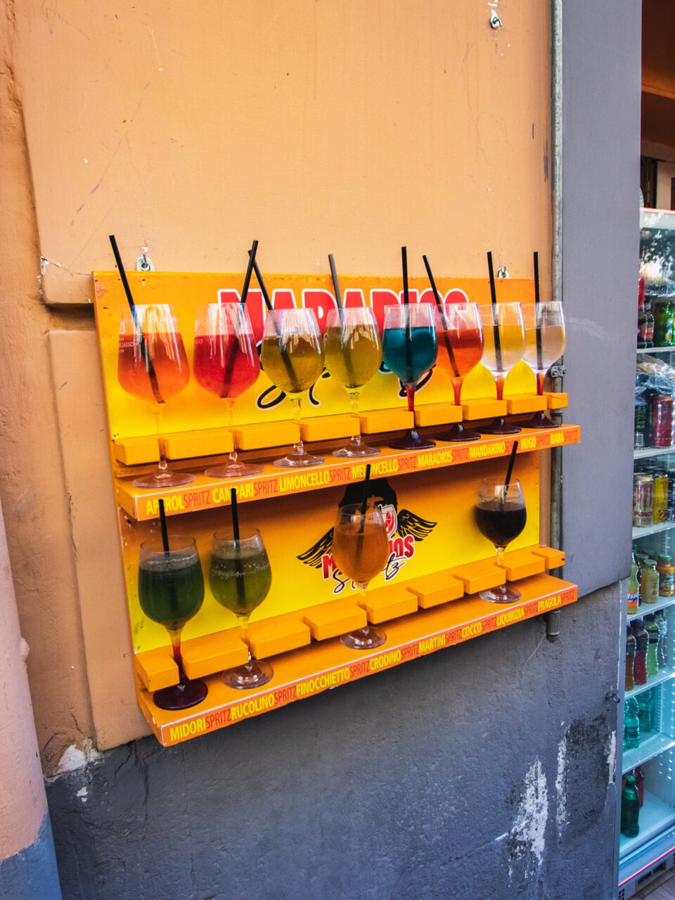 Colorful spritzes at Maradona Bar - a Via dei Tribunali classic