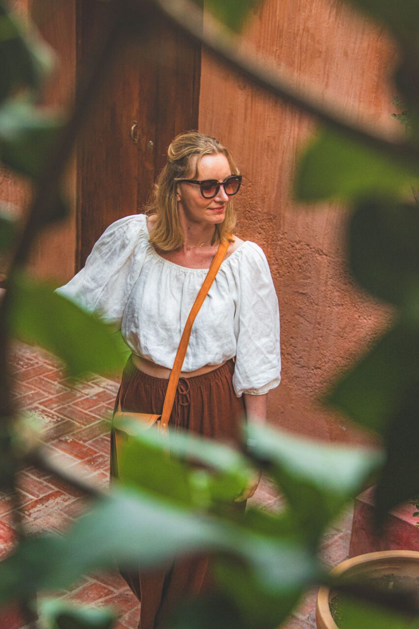 The atmosphere of the Casa Arrona courtyard in Oaxaca – a peaceful morning.