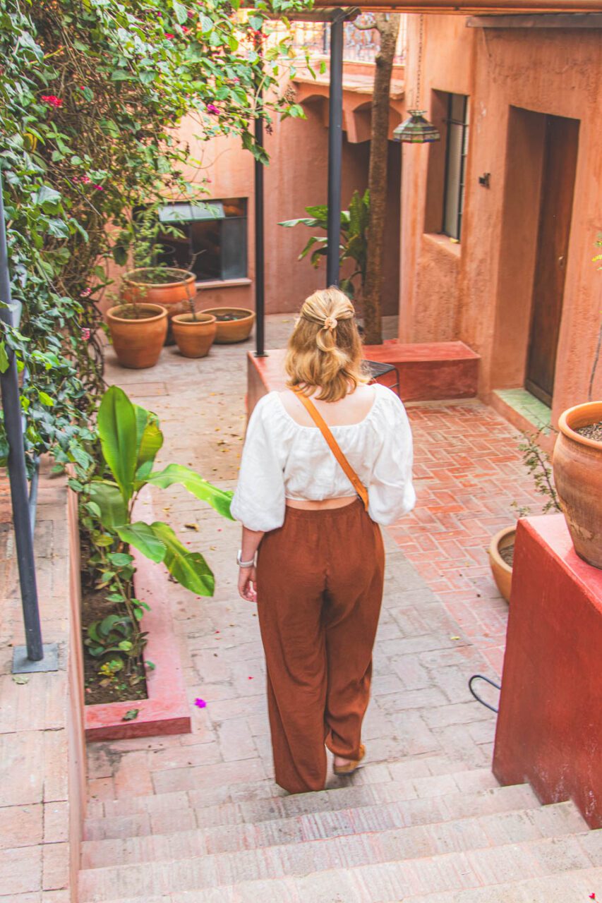 The architecture of the Casa Arrona Oaxaca courtyard - view from above.