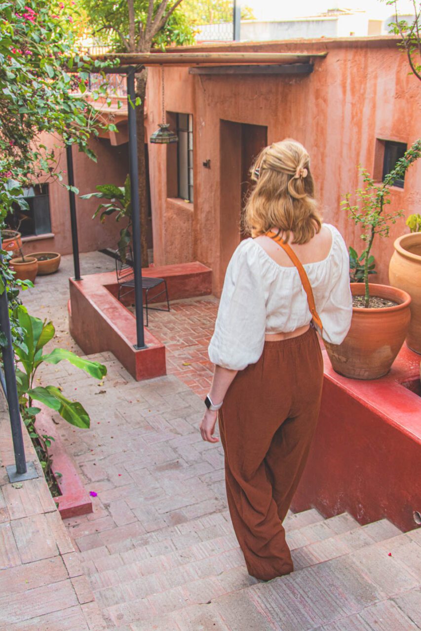 The courtyard of the boutique hotel Casa Arrona in Oaxaca, a leisurely morning.
