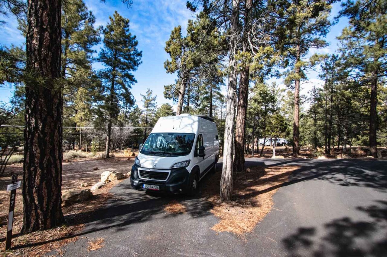 campervan parked at Mather Campground Grand Canyon South Rim