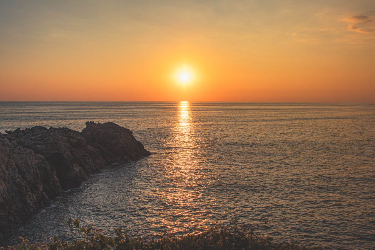Sunset over the ocean at Punta Cometa, Oaxaca