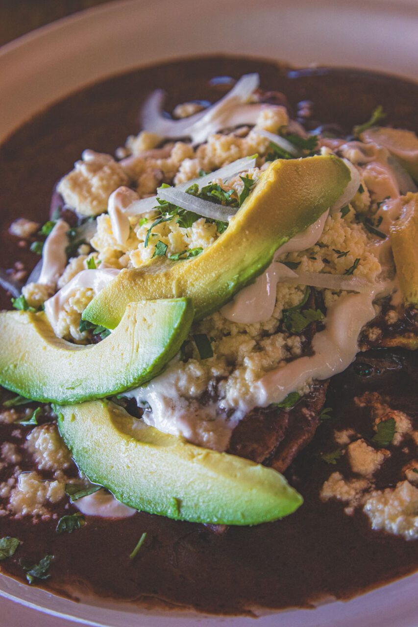 Breakfast with avocado at El Sueño in San Agustinillo, Oaxaca, Mexico.