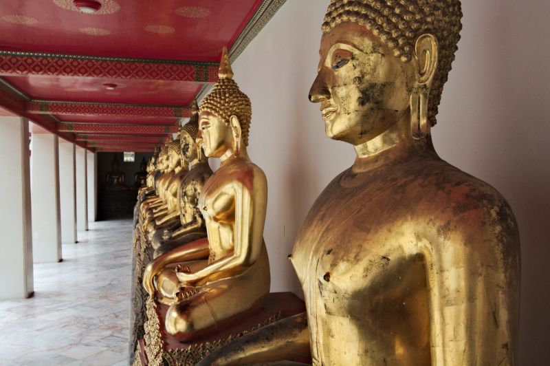 Wizerunki Buddy w Wat Pho, Bangkok, Tajlandia