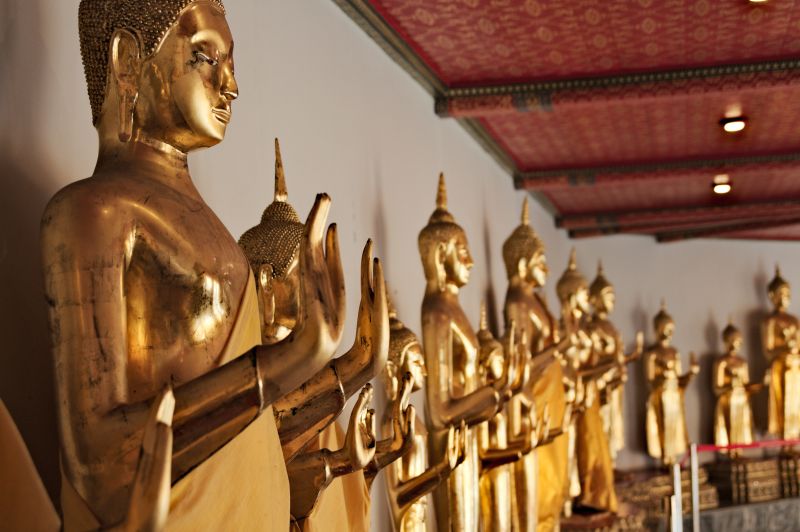Wizerunki Buddy w Wat Pho, Bangkok, Tajlandia