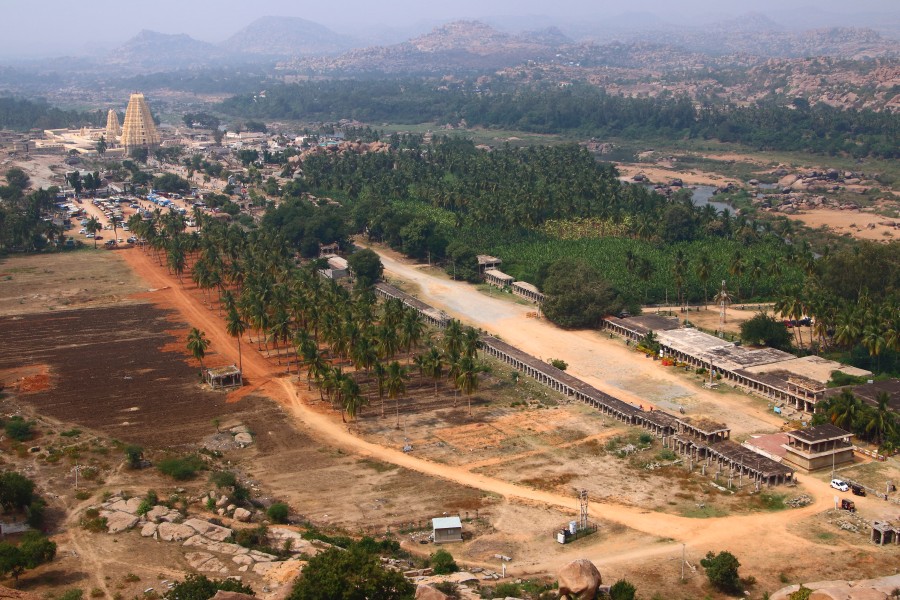 Widok ze wzgórza Matanga, Hampi, Karnataka, Indie