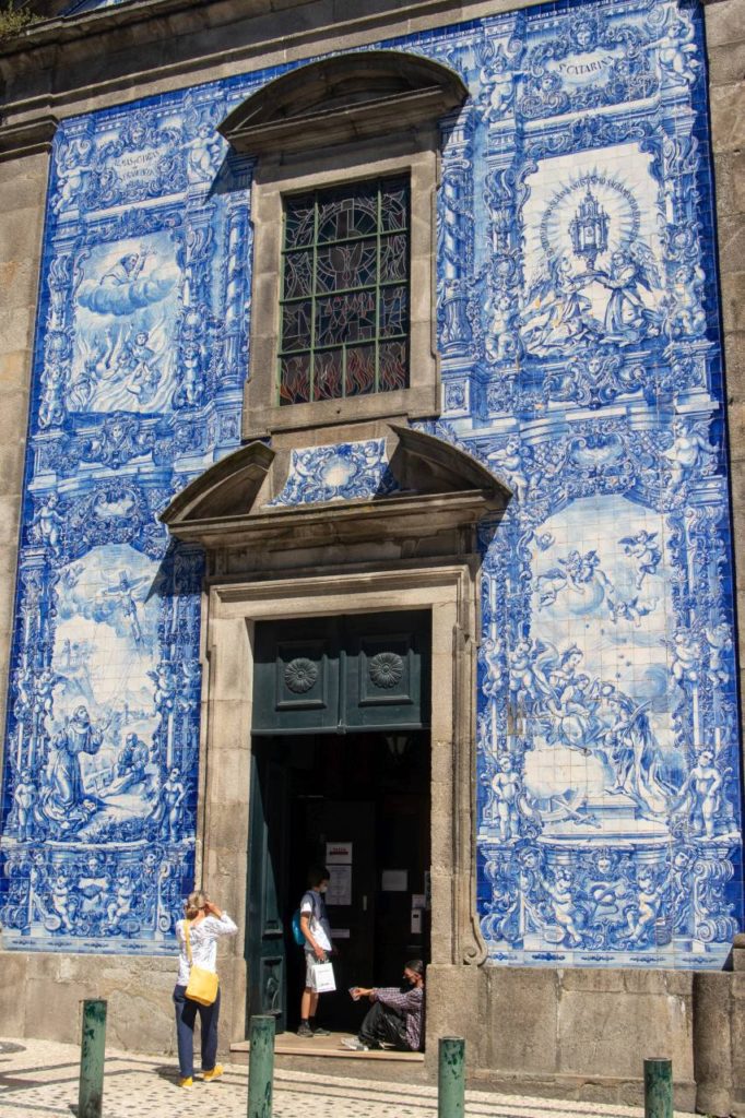 Capela das Almas in Porto is decorated with striking blue azulejo tiles