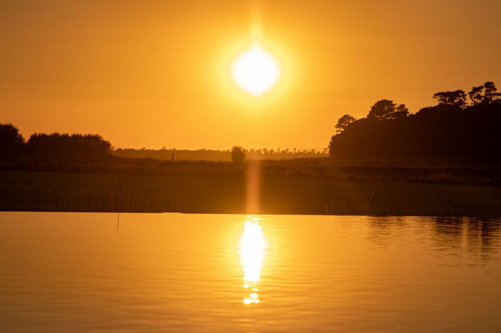 Sunset over the rice field at the Quinta da Comporta, Portugal 