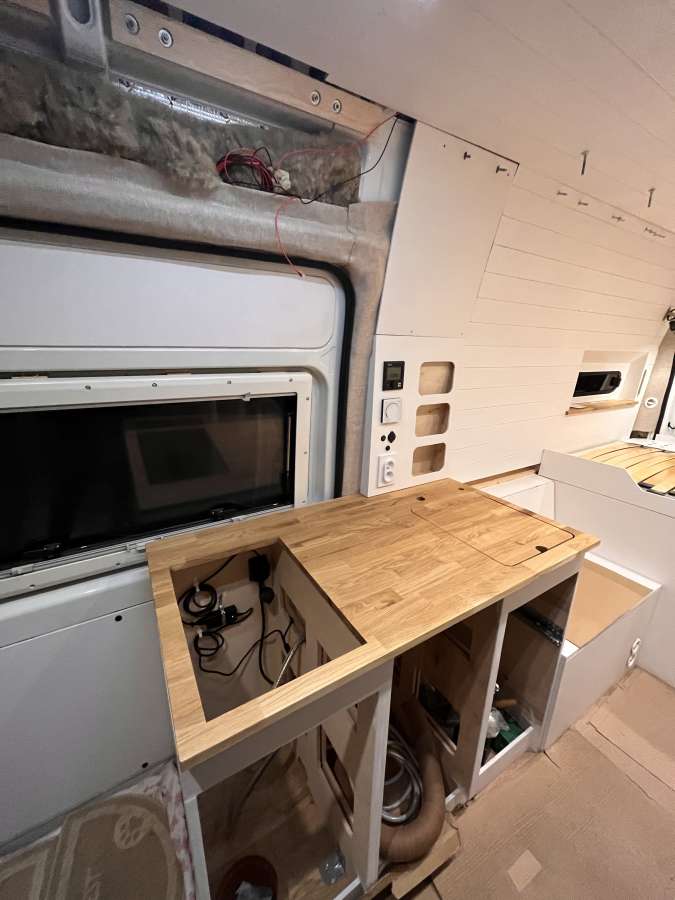 Campervan Kitchenette - During and After Construction