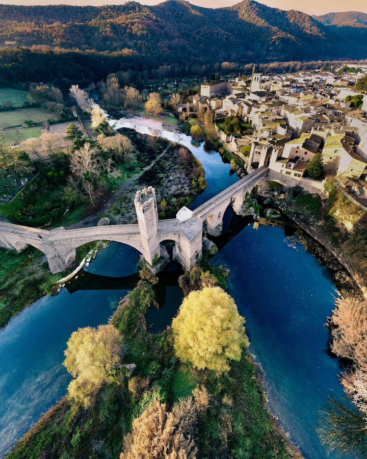 The 12th-century Romanesque bridge is a true showcase of Besalú in Catalonia
