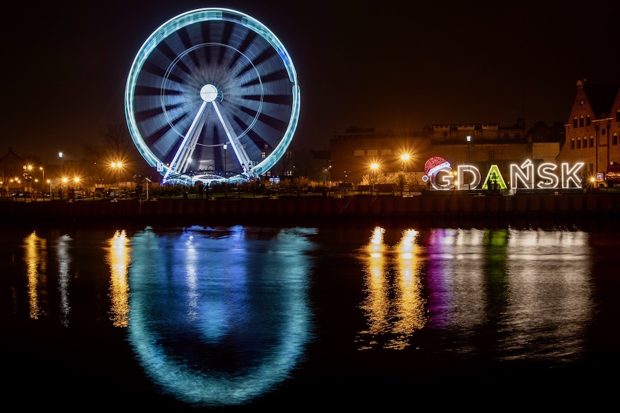 The Old Town of Gdańsk is a magical sight at night, with beautifully illuminated monuments creating a unique and breathtaking atmosphere