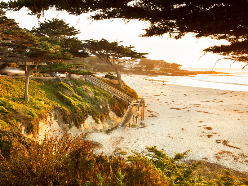 The beach at Carmel-by-the-Sea is the perfect place to enjoy a beautiful sunset