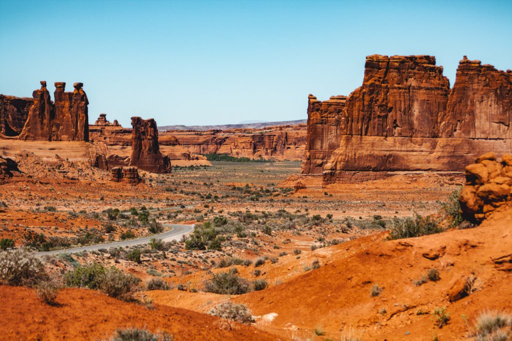 The red vistas of Arches National Park appear otherworldly