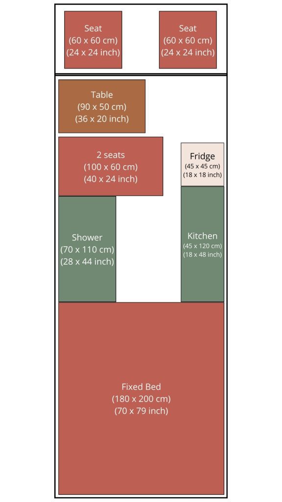 Full Bathroom long Van Build Layout