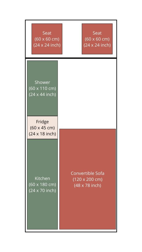 Convertible Sofa Bed short van Layout
