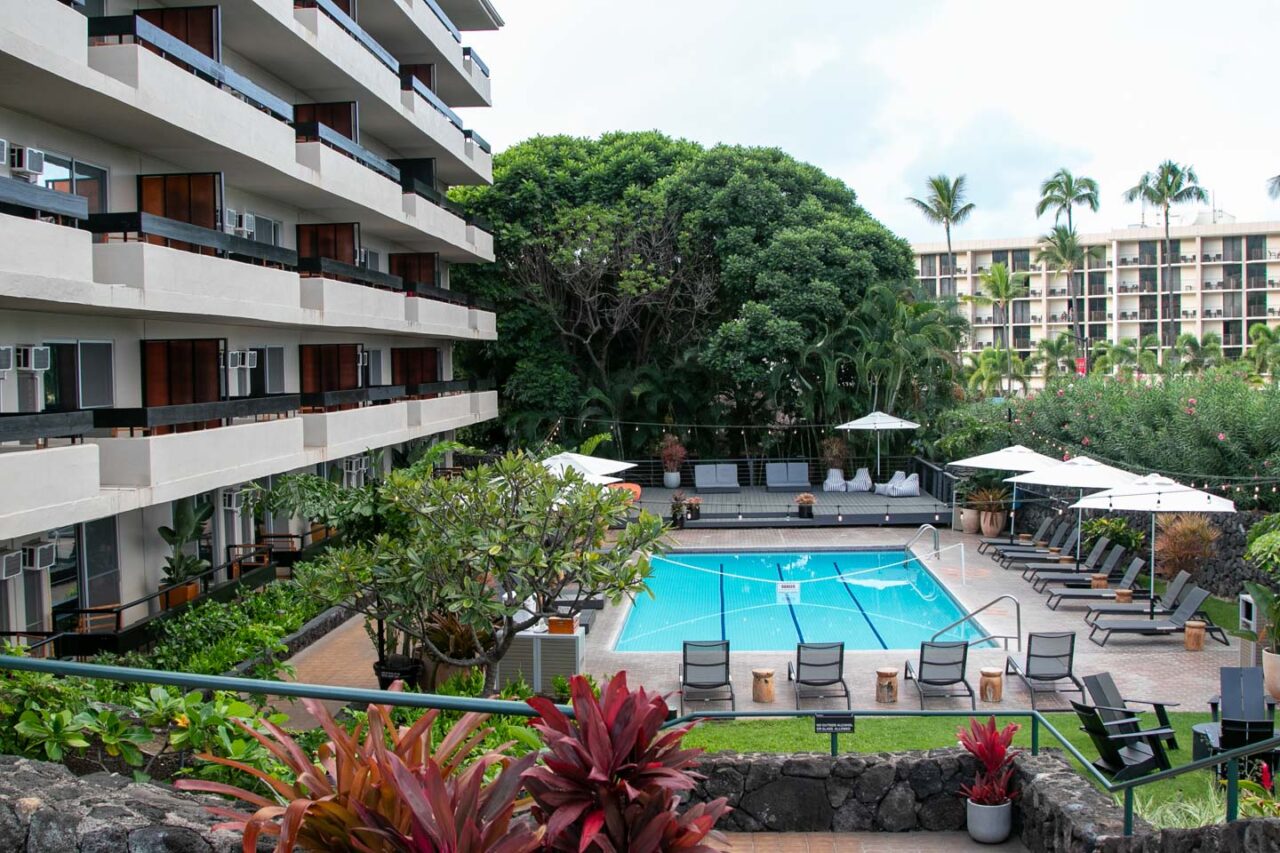 Pacific 19 in Kona really stands out-big pool, great design, and chill vibes