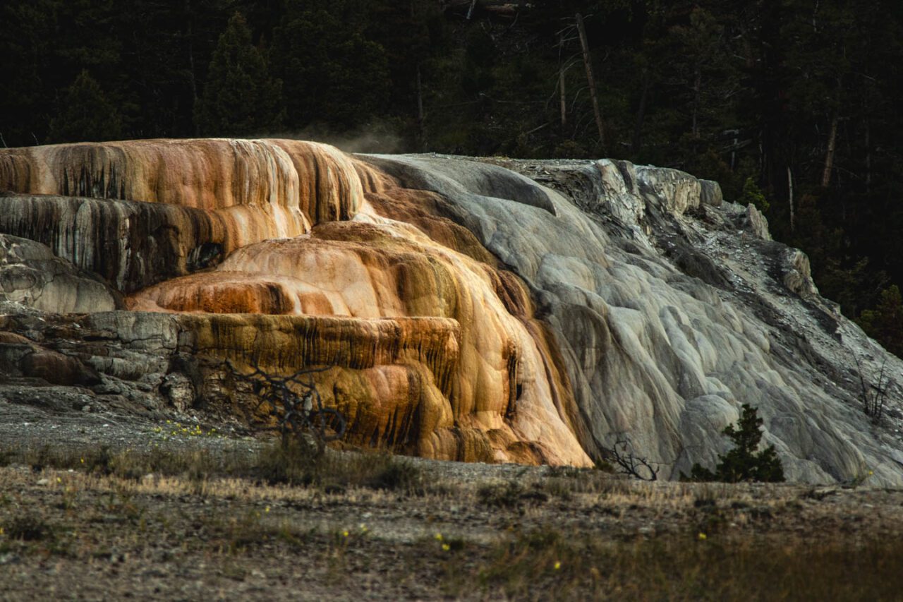 3. Mammoth Hot Springs - tarasy, które wyglądają jak zastygłe światło