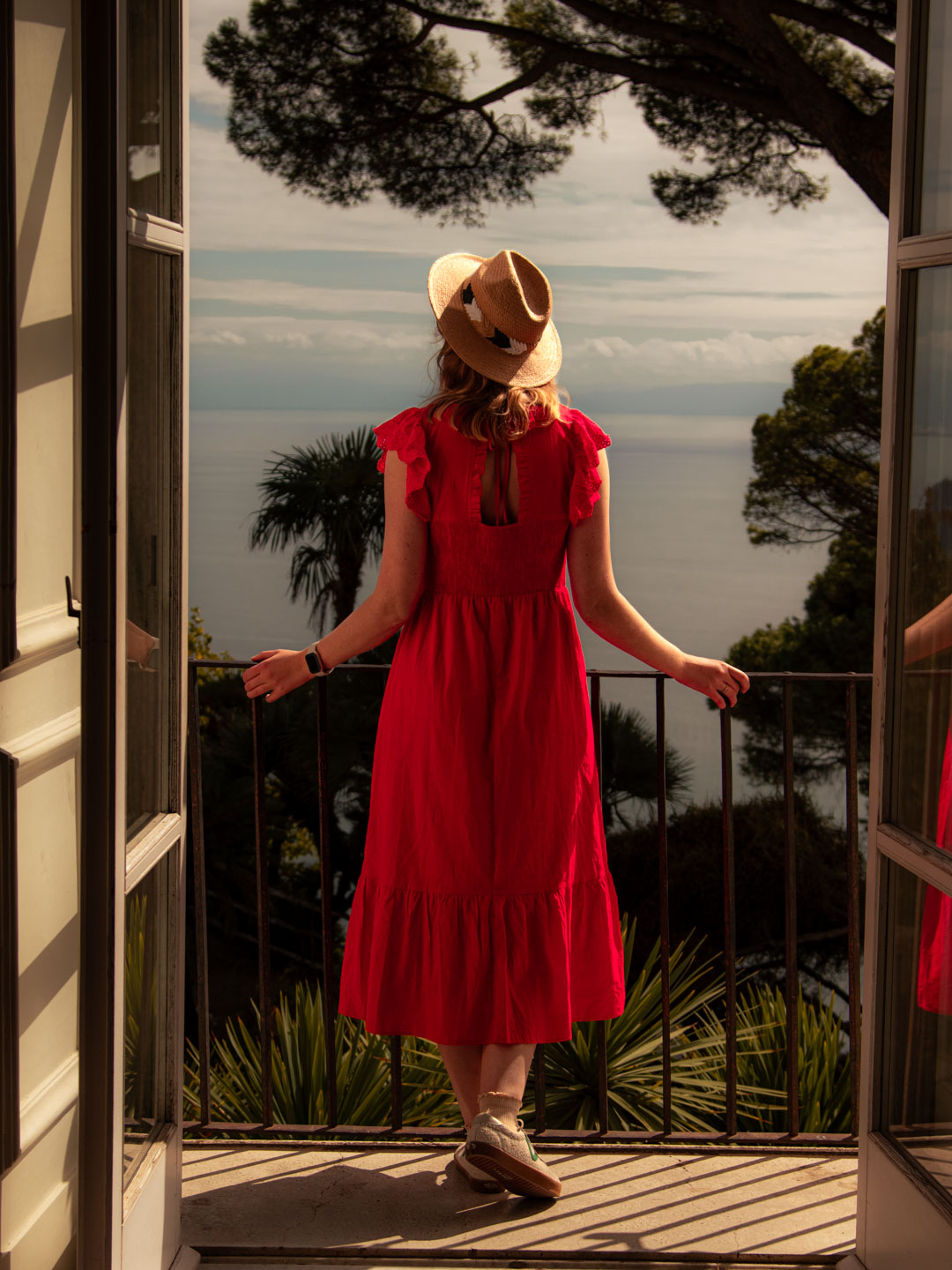 Ravello: Red Cotton Midi Dress